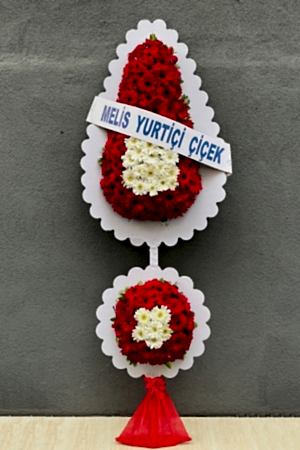 Çiftli Kırmızı - Beyaz Ayaklı Sepet